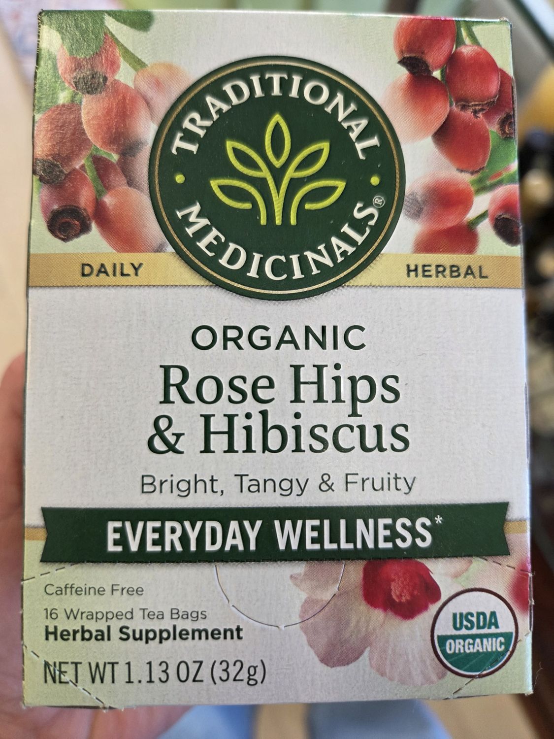 TRADITIONAL MEDICINALS ORGANIC ROSE HIPS &amp; HIBISCUS TEA 16 C