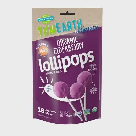 YUMEARTH ORGANIC ULTIMATE ELDERBERRY LOLLIPOPS 15 CT