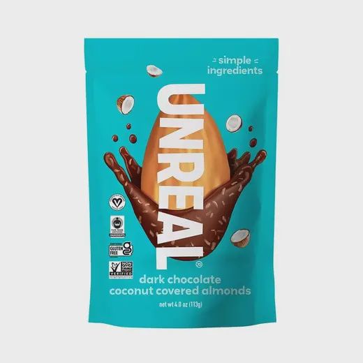 UNREAL DARK CHOCOLATE COCONUT COVERED ALMONDS 4 OZ