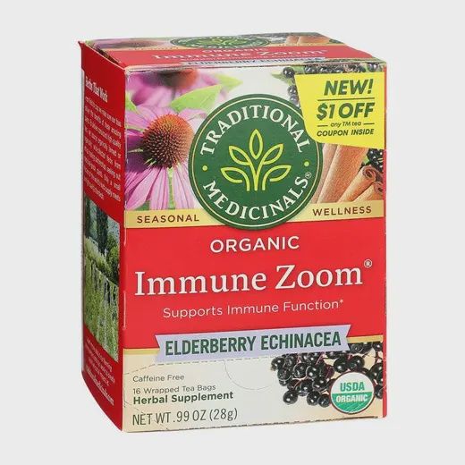 TRADITIONAL MEDICINALS ORGANIC IMMUNITY ZOOM ELDERBERRY ECHINACEA TEA 16 CT
