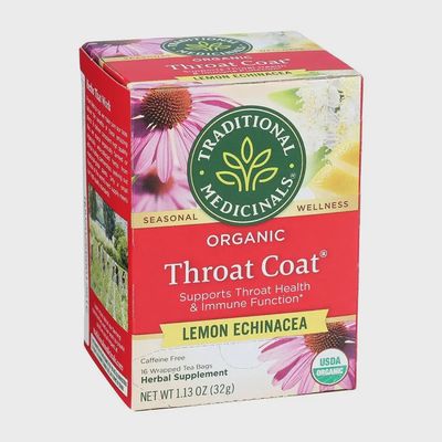 TRADITIONAL MEDICINALS ORGANIC THROAT COAT LEMON Echinacea TEA 16 BAGS