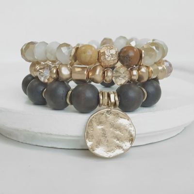 PENNY LINE BOHO BEADS COIN BRACELET