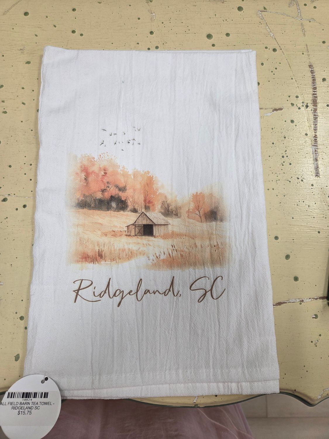 FALL FIELD BARN TEA TOWEL - RIDGELAND SC