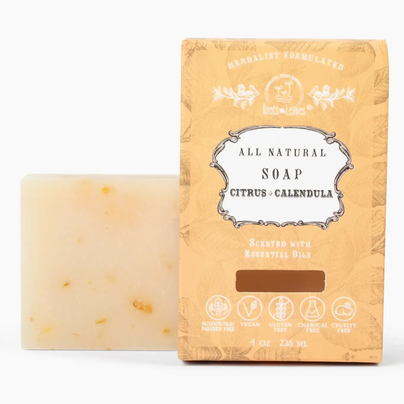 ROOTS AND LEAVES ALL NATURAL SOAP CITRUS &amp; CALENDULA