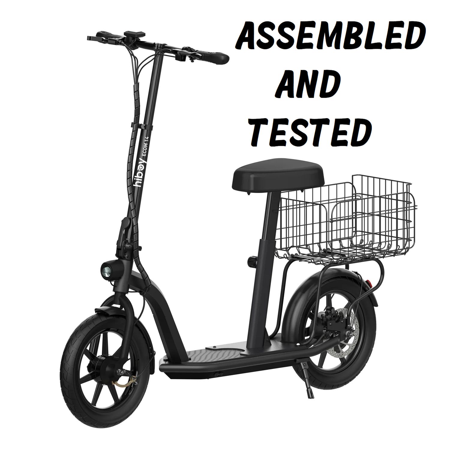 Hiboy - ECOM 14 - Eco Friendly Big Wheel Electric Scooter, Assembly: Assembled & Tested, Color: Black