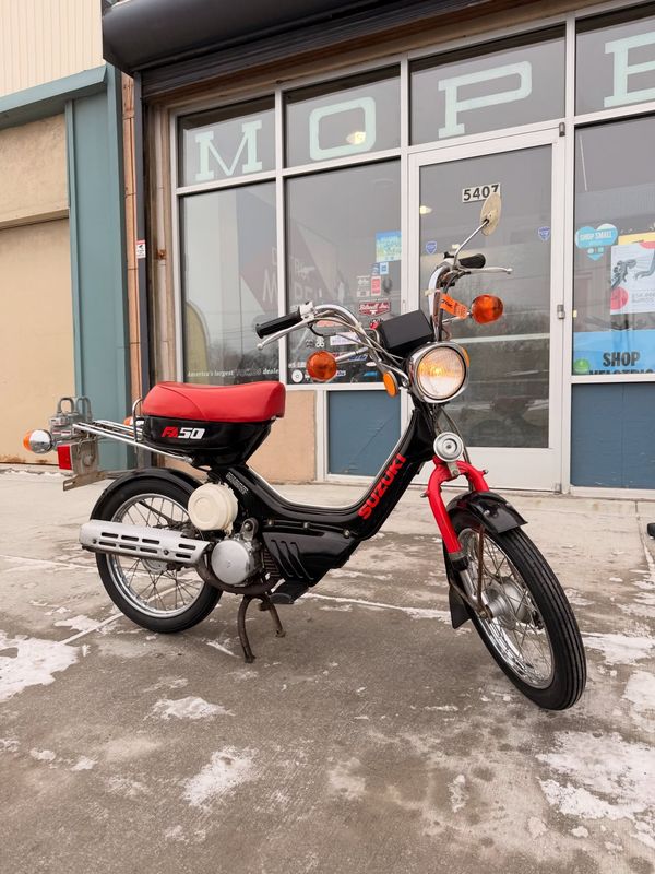 1986 Suzuki FA50 - Black and Red - Rare Colorway Restored Vintage Moped 1986 Suzuki FA50 - Black and Red - Rare Colorway Restored Vintage Moped