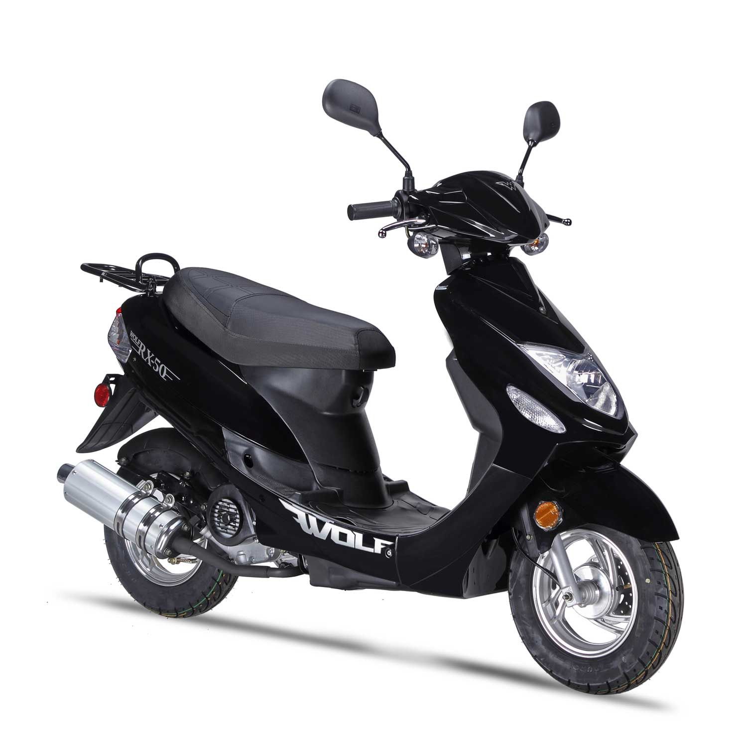 Wolf - Rx-50 - 50cc Moped Legal Scooter, Color: Black