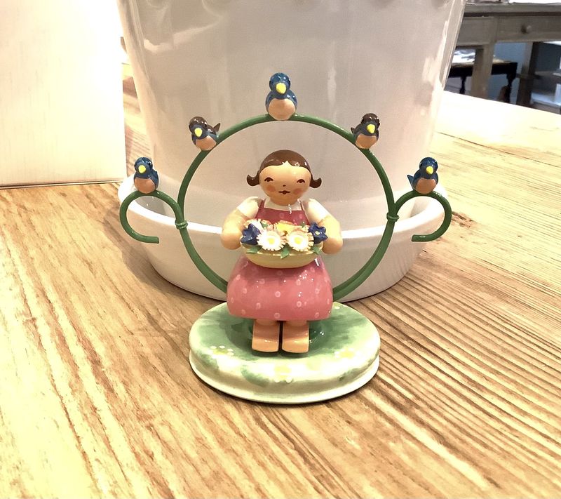 Girl in Hoop, with Bowls of Flowers and Birds