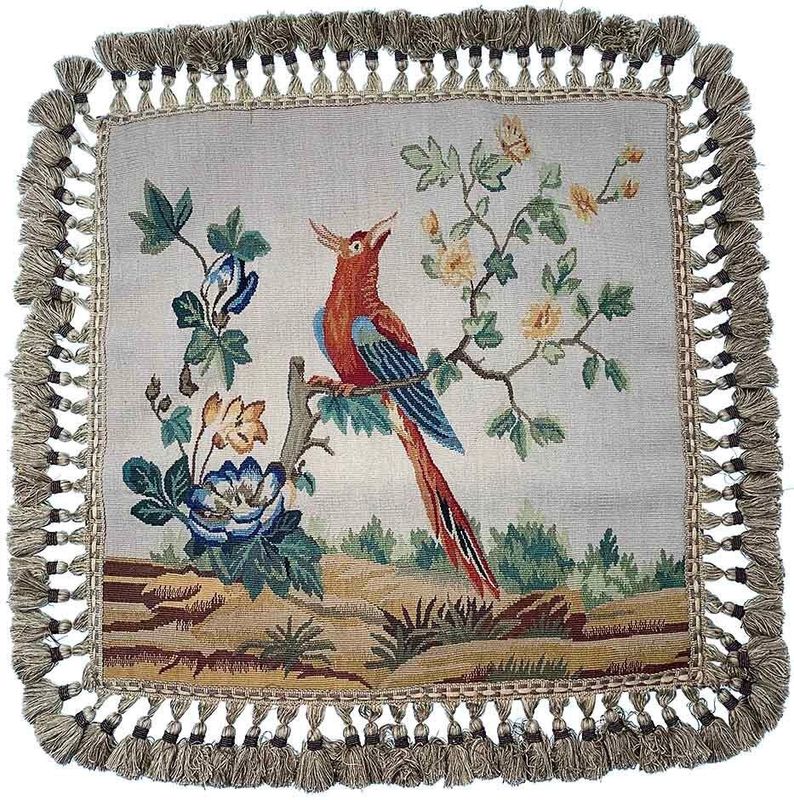 20"x20" Embroidered Bird Pillow