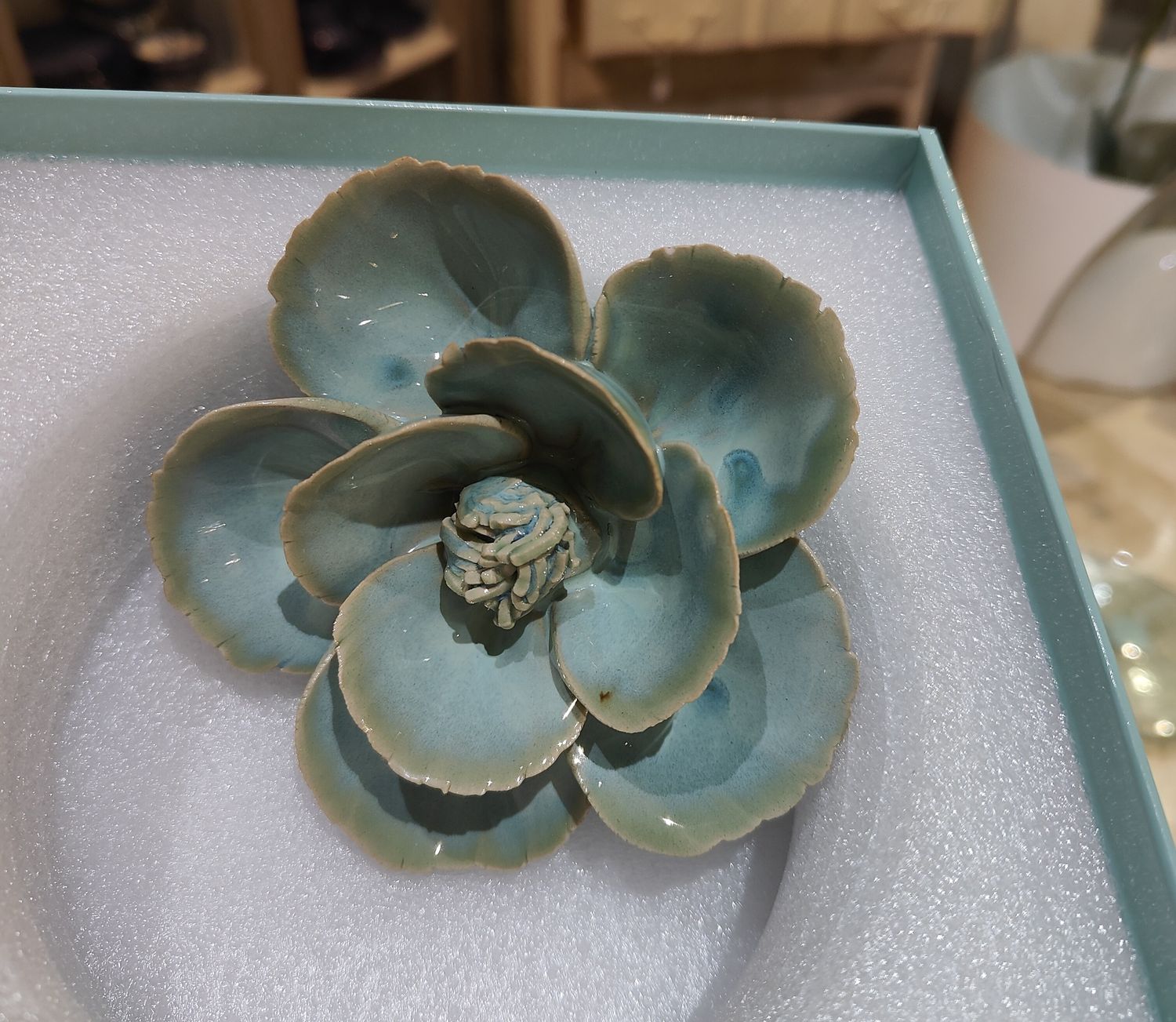 Ceramic Teal Lotus