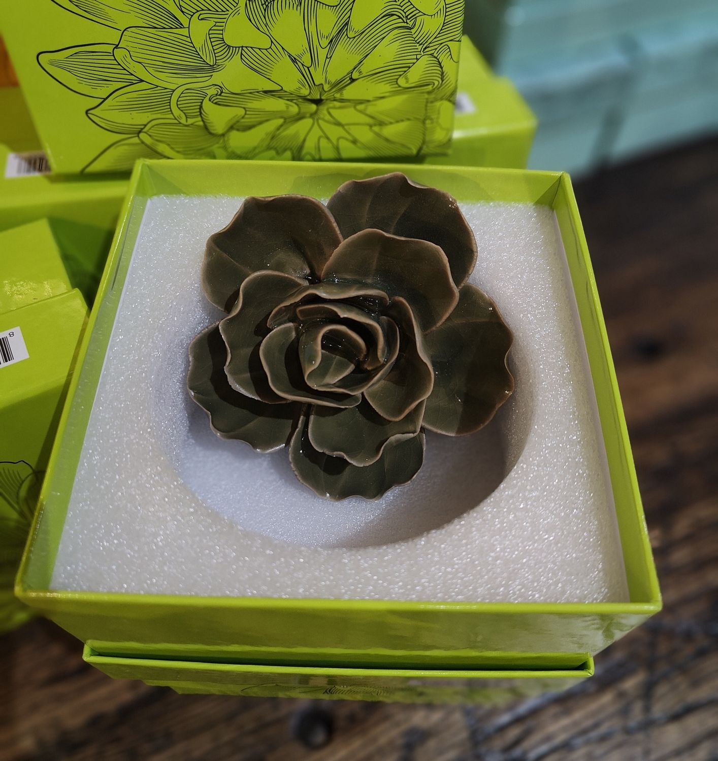 Ceramic Green Ranunculus 
