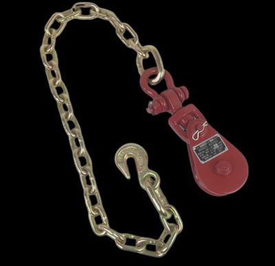 2 Ton Snatch Block w/ Shackle w/ Chain &amp; Grab Hook Assembly