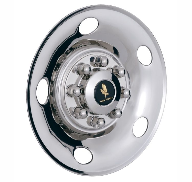 16" 8 LUG SINGLE WHEEL FOR 2001-2009 GMC SIERRA 2500 POLISHED STAINLESS WHEEL SIMULATORS - SET OF 4