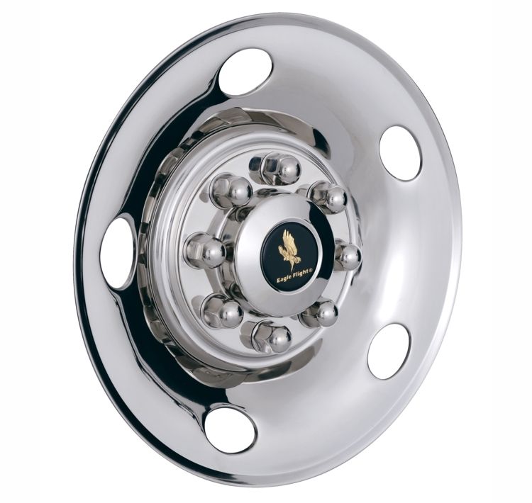 16" 8 LUG SINGLE WHEEL FOR 2001-2009 GMC SIERRA 2500 POLISHED STAINLESS WHEEL SIMULATORS - SET OF 4