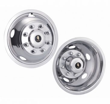 17" 8 LUG FOR 2003-2025 DODGE RAM 3500 POLISHED STAINLESS SNAP ON WHEEL SIMULATORS - SET OF 4