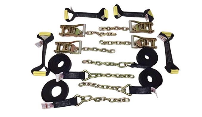 2" x 18' 8pt Kit w/ Chain Ends - Diamond Weave w/ Tow Bag, Colors: BLACK