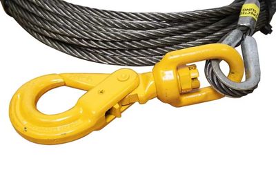 All-Grip Steel Core Winch Cable with Self-Locking Swivel Hook