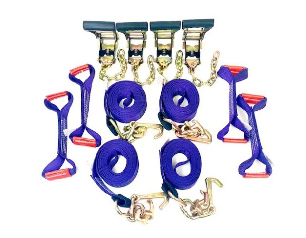 2" X 18' Tie Down Kit w/ Mini J &amp; R Hook, Colors: BLACK