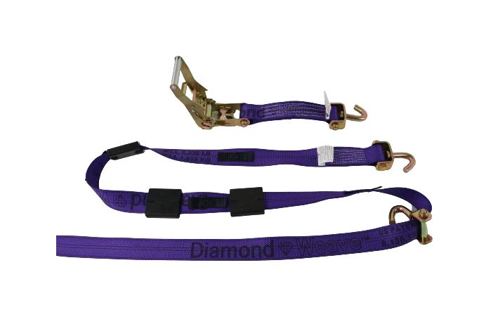 2" X 11' with Ratchet and Swivel J Hooks / Rubber Cleats, Colors: BLACK