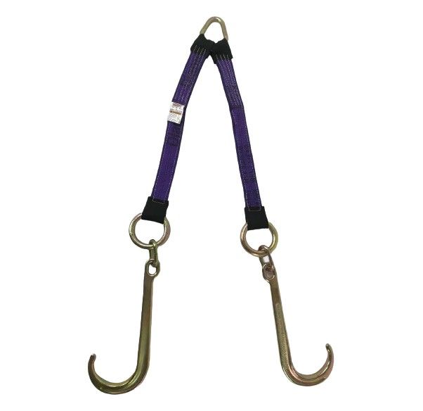 2" x 24" Towing V Bridle with 15 inch Forged J Hook, Colors: BLACK