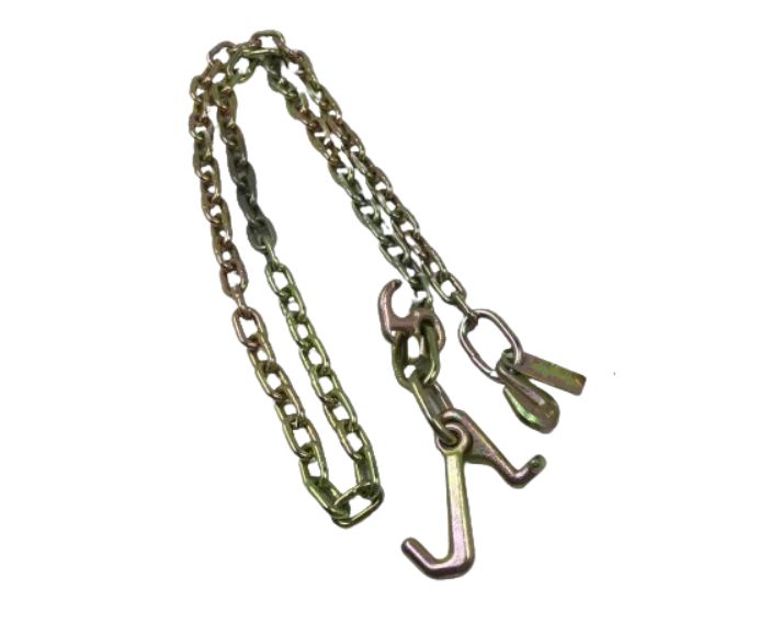 T&amp;A 5/16" x G70 Auto Transport FLATBED Chain with RTJ Cluster Hooks+GRAB, Length: 6ft