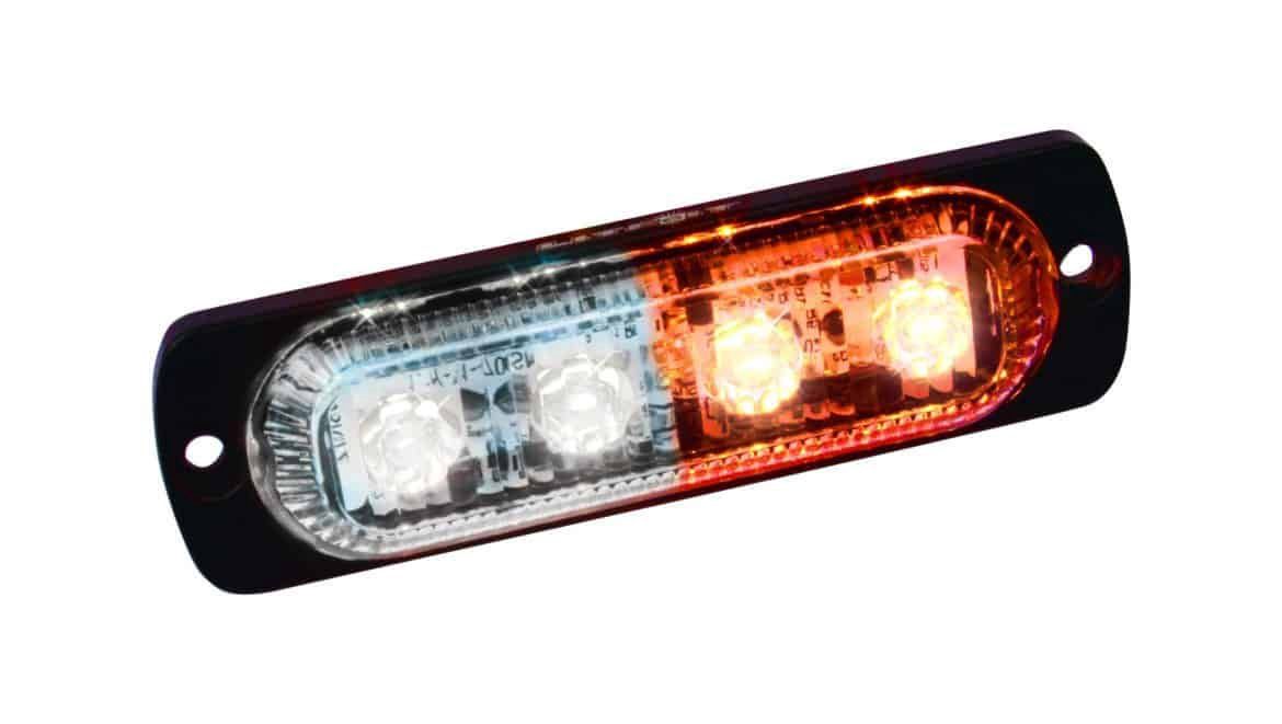 LED Low Profile Strobes w/ 19 Flash Patterns, Colors: AMBER/WHITE