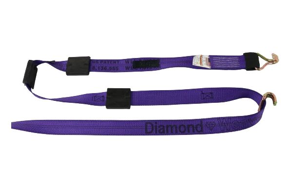 2" x 12' with Wire Hooks and Rubber Cleats (Strap only), Colors: BLACK