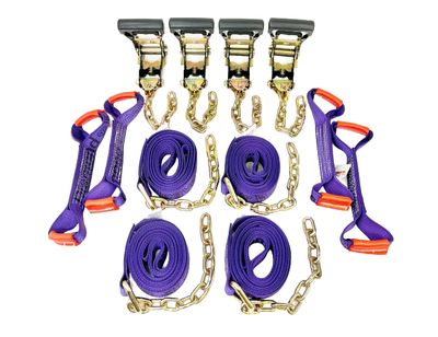 2" x 18' 8pt Kit w/ Chain Ends - Diamond Weave - Heavy Duty Ratchets