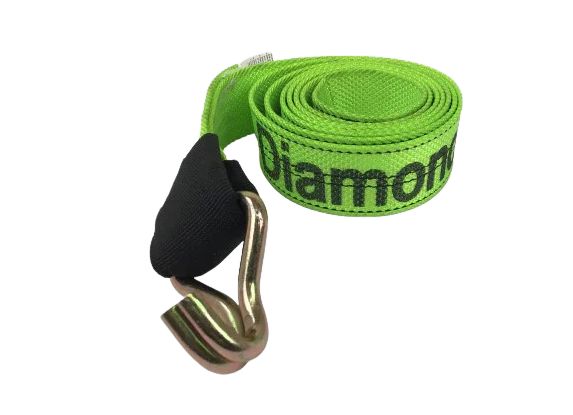 2" x 8' Wheel Lift Strap w/ 5k Double Finger Wire Hook, Colors: BLACK