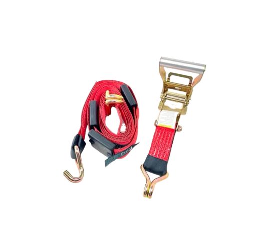 2" x 11' Ratchet Tie Down w/ Wire Hooks, Rubber Cleats &amp; Stoppers, Colors: BLACK