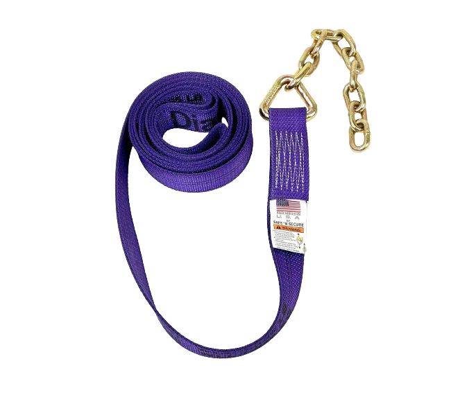 2" x 18' w/ Chain Tail - Diamond Weave ( SINGLE STRAP), Colors: BLACK