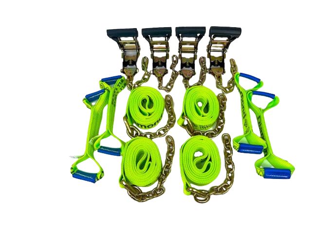 2" x 14' 8pt Kit w/ Chain Ends HD - Diamond Weave - With HEAVY DUTY RATCHETS