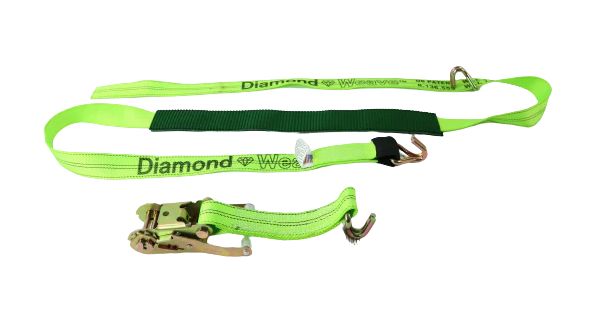 2" x 20' Ratchet Wheel Strap w/ Wire Hooks &amp; 2" Low Profile Sleeve &amp; Heavy Duty Ratchet-BEST DIAMOND WEAVE