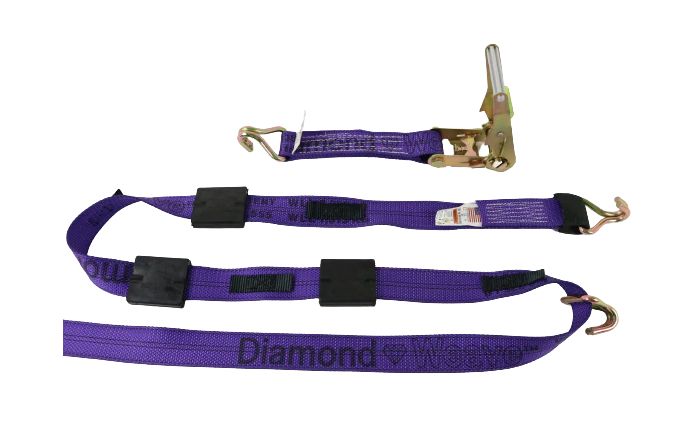 2" X 11' with Ratchet and Wire Hooks / Rubber Cleats, Colors: BLACK