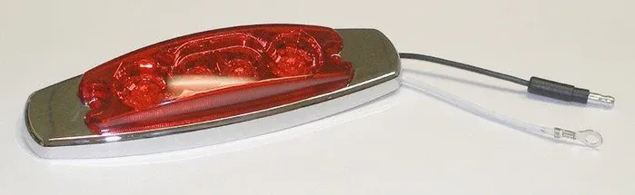 4SQ LED w/ 2 Wire &amp; Chrome Bezel RED/RED Clearance Side Marker