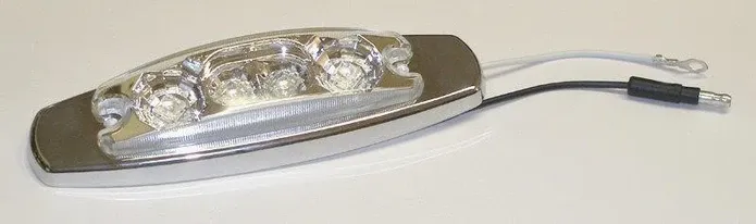 4SQ LED w/2 Wires &amp; Chrome Bezel AMBER/CLEAR Clearance Side Marker