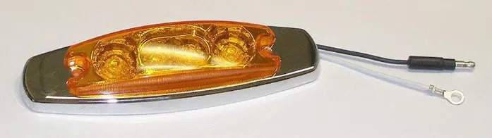 4SQ LED w/ 2 Wires &amp; Chrome Bezel AMBER/AMBER Clearance Side Marker