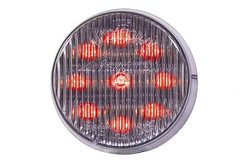 Maxxima 2" Round Clearance Marker Light w/ Clear Lens and 9 LEDs, Colors: RED/CLEAR