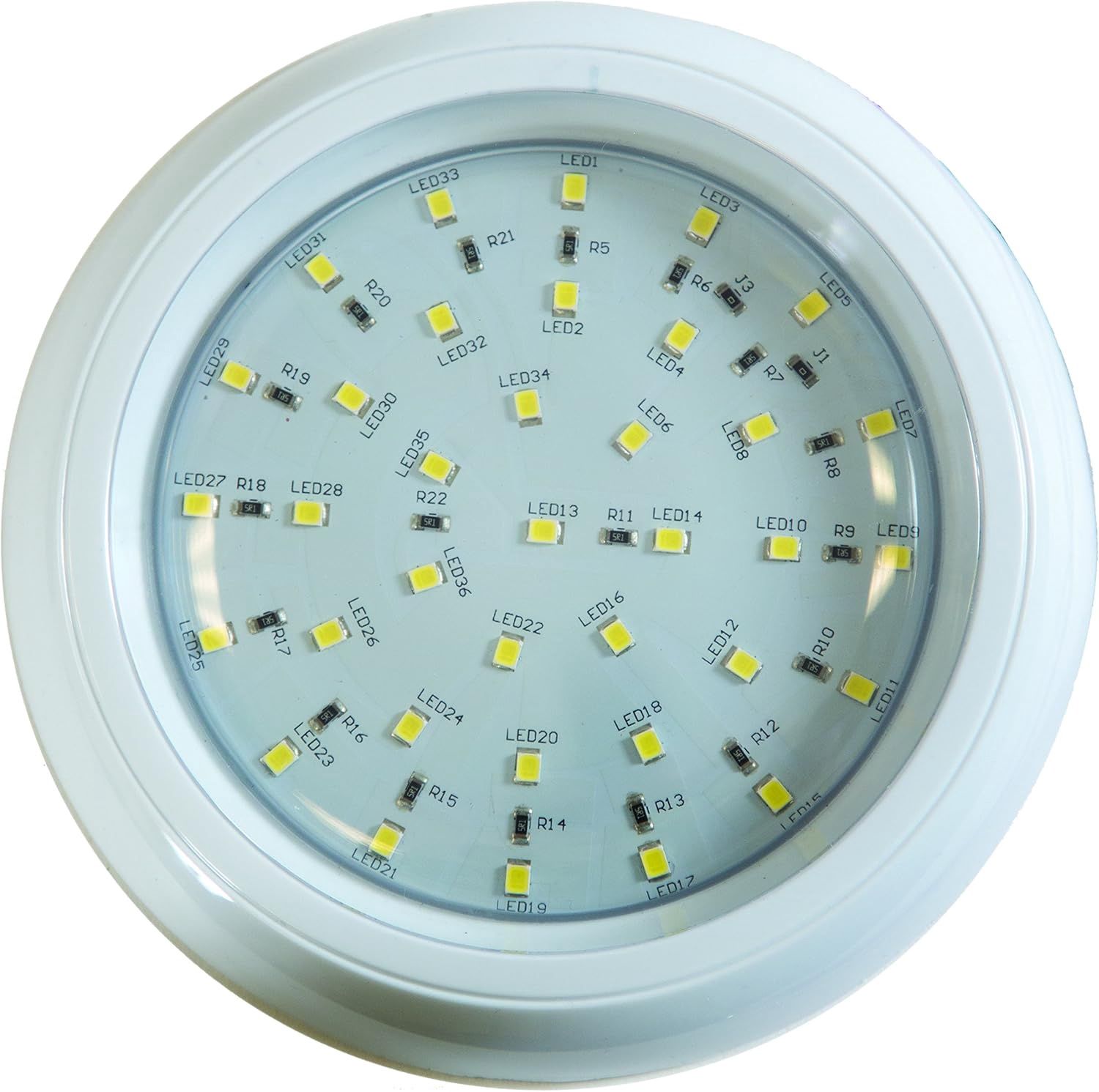 5 Inch Round LED Interior Dome Lights with Remote Switch for Enclosed Trailers, Interior Truck Box Lighting, Clear