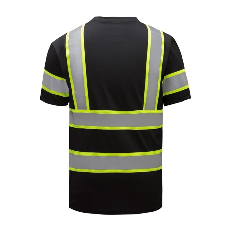 Black Two-Tone Short Sleeve T-Shirt w/ Chest Pocket