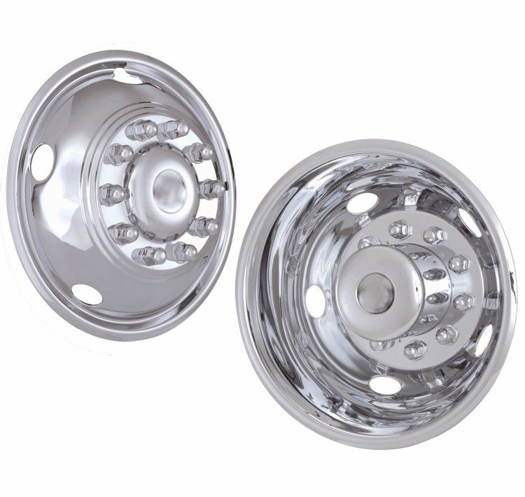 2020-CURRENT -  FORD F-600 19.5" X 6.75" 10 LUG 5 HAND HOLE FOR 2020-2026 FORD F-600 POLISHED STAINLESS WHEEL SIMULATORS - SET OF 4