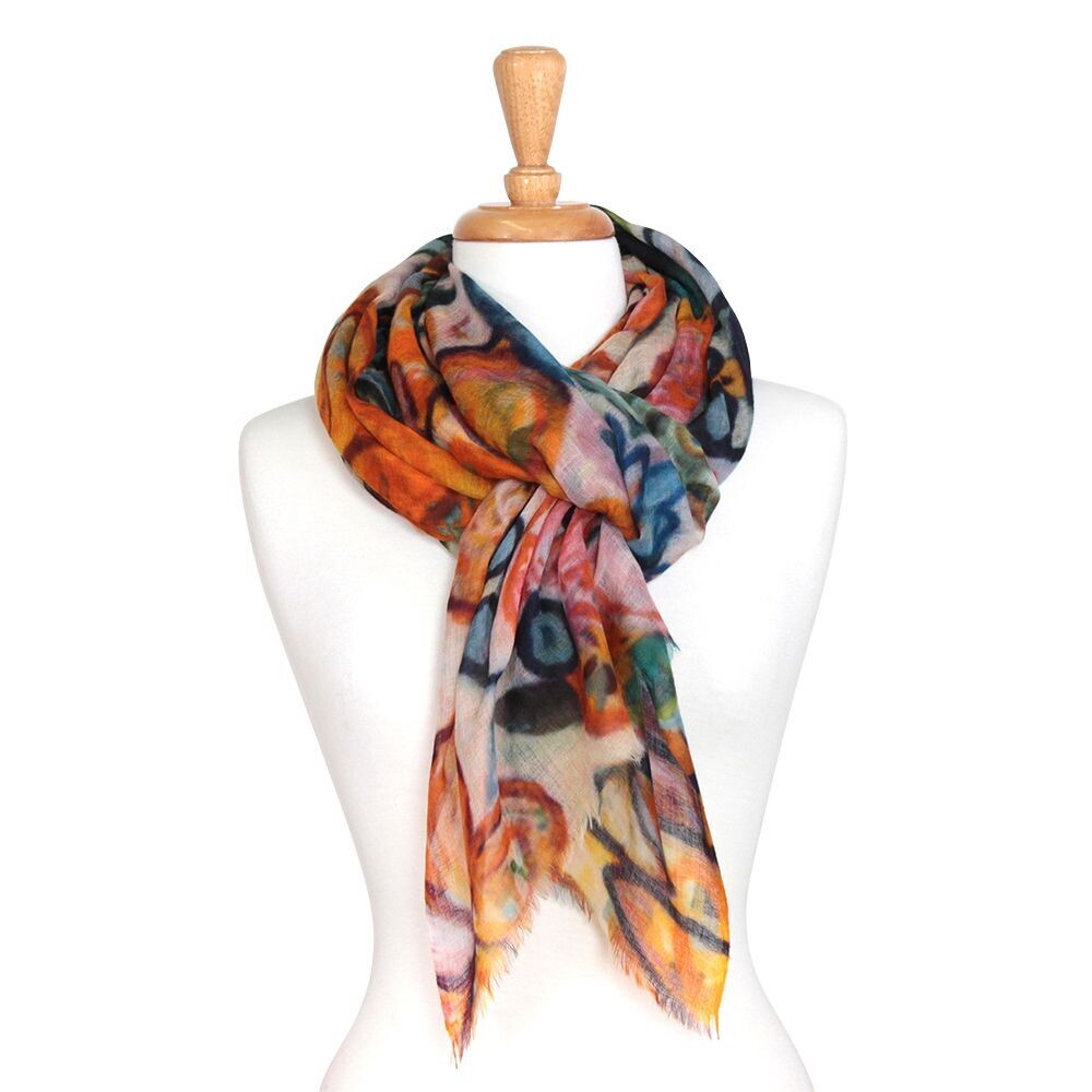 Fleur Hand-Printed Merino Wool Silk Scarf - Luxurious and Stylish | DLUX
