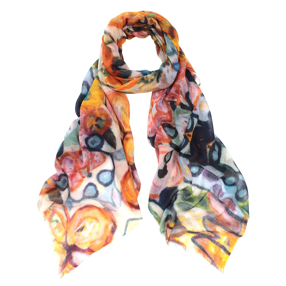 Fleur Hand-Printed Merino Wool Silk Scarf - Luxurious and Stylish | DLUX
