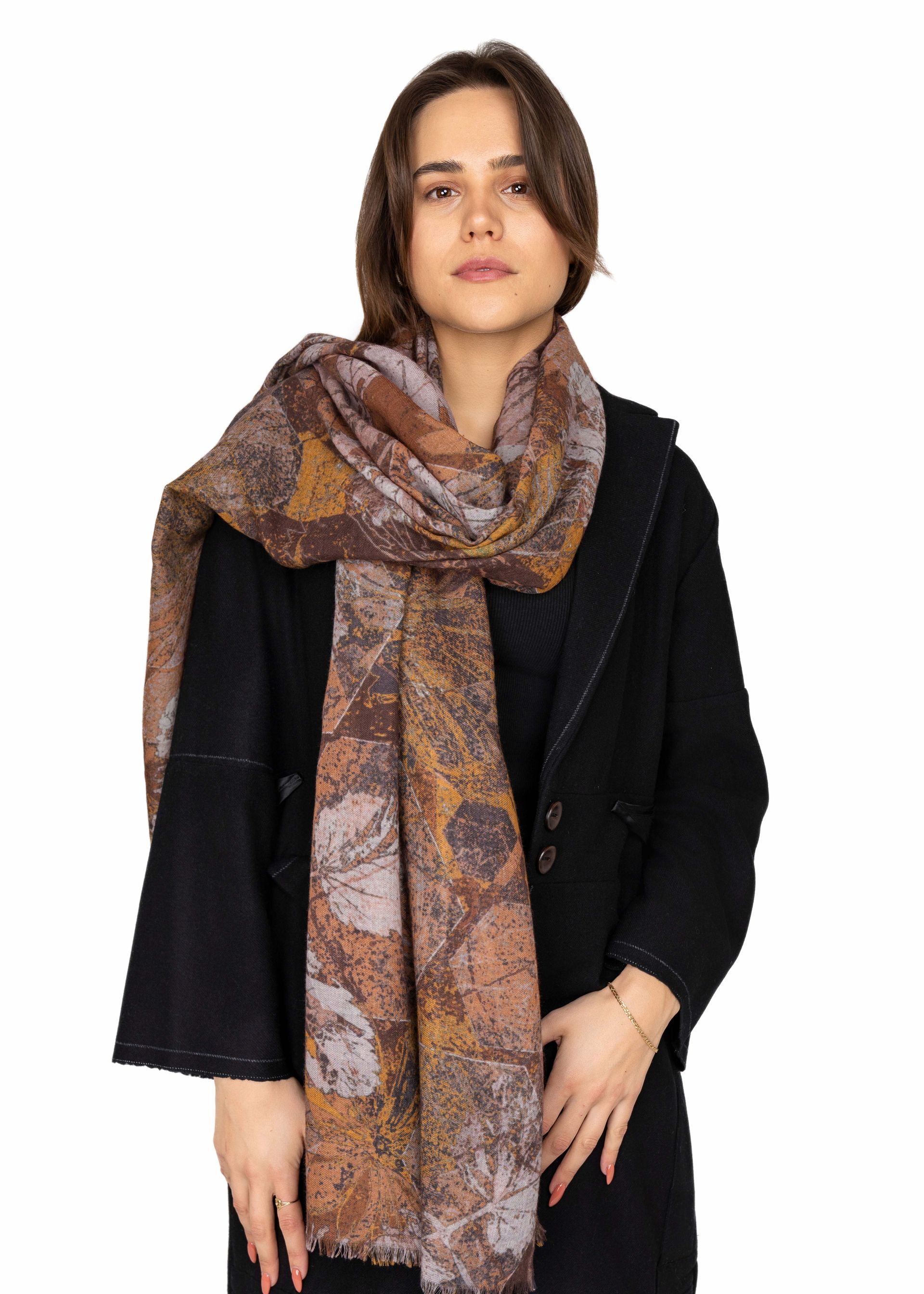 Folio Leaf Pure Wool Modal Scarf - Soft and Luxurious | DLUX