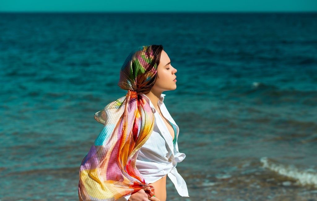 Orchid Floral Print Pure Silk Scarf