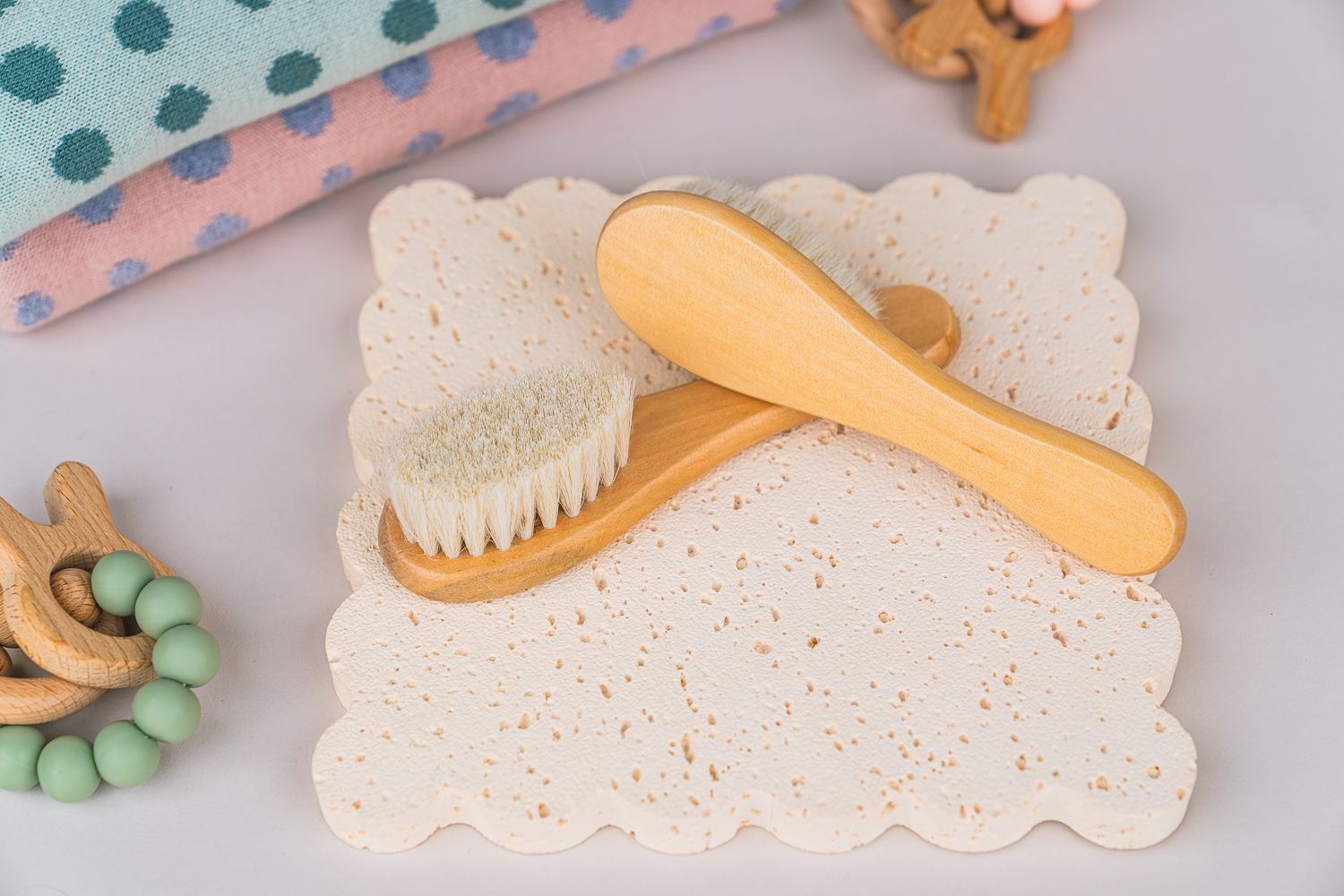 Gentle Baby Hair Brush - Soft Goat Hair Bristles & Sustainable Lotus Wood