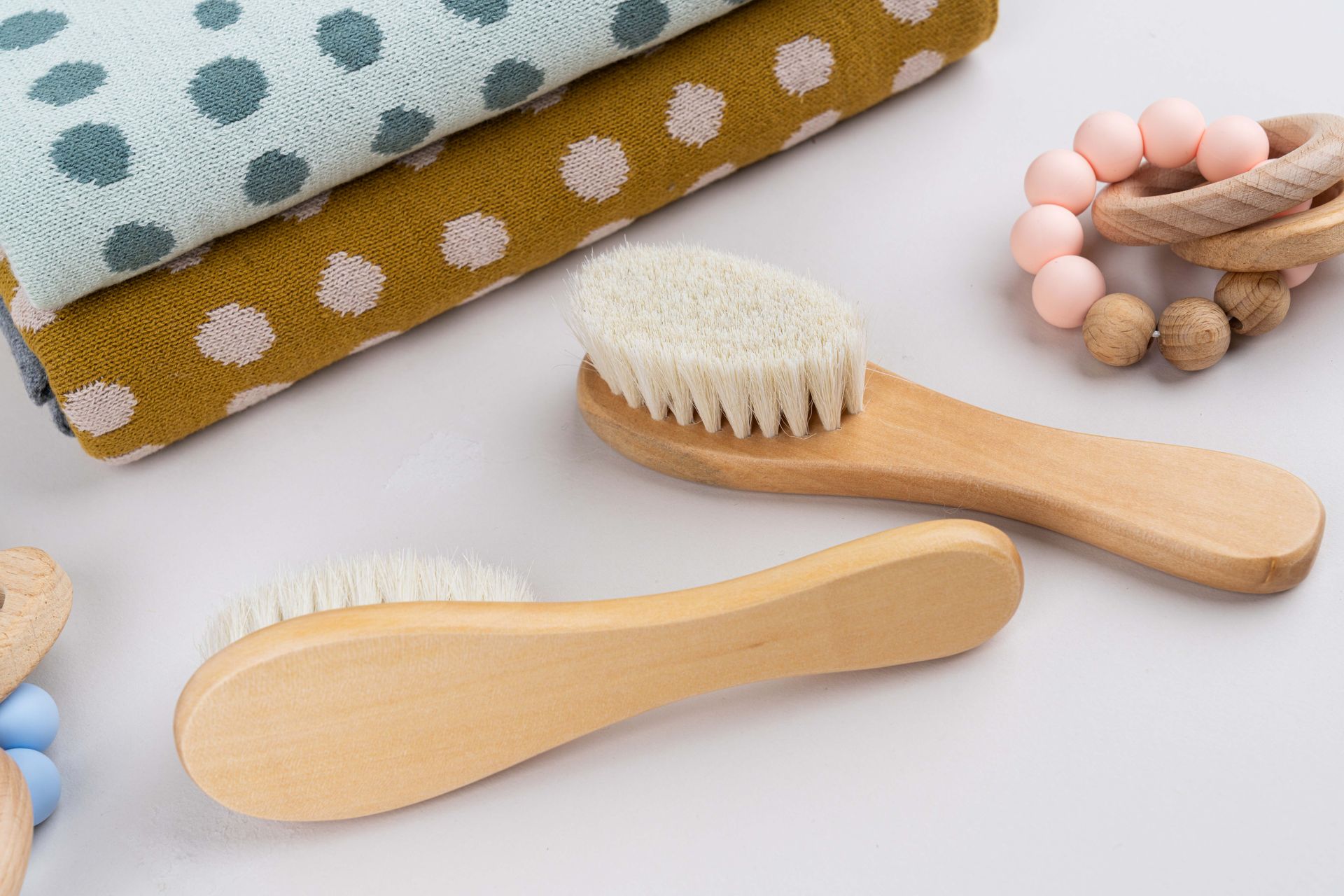 Gentle Baby Hair Brush - Soft Goat Hair Bristles & Sustainable Lotus Wood