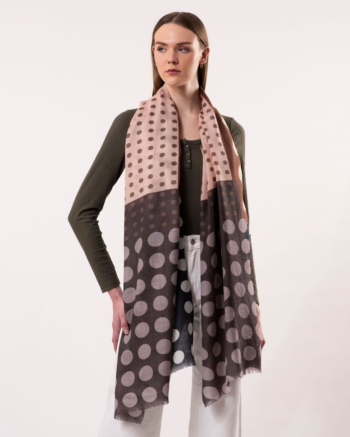 Futura Chequered Spot Merino Wool Silk Scarf - Luxurious and Stylish | DLUX