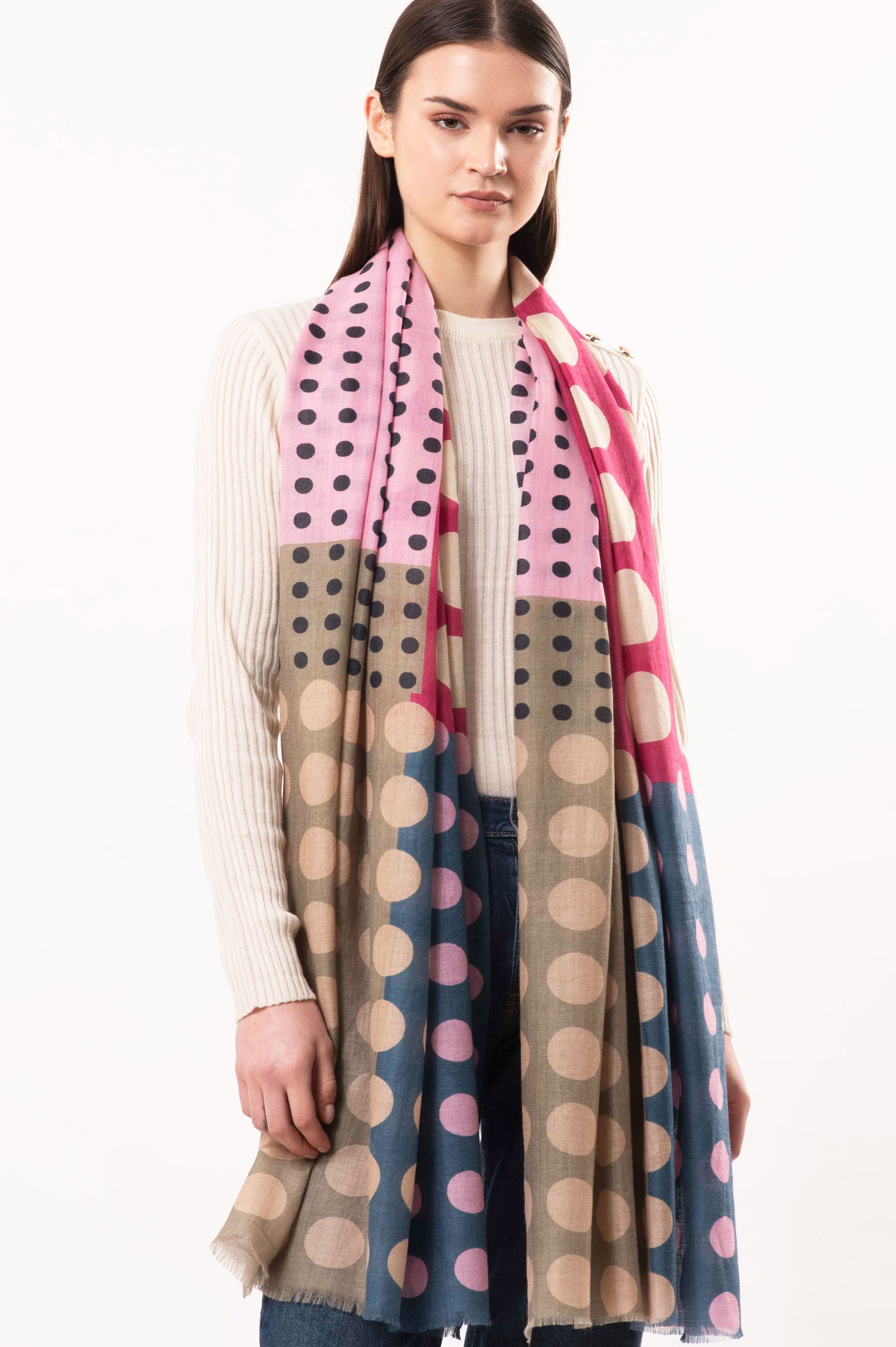 Futura Chequered Spot Merino Wool Silk Scarf - Luxurious and Stylish | DLUX