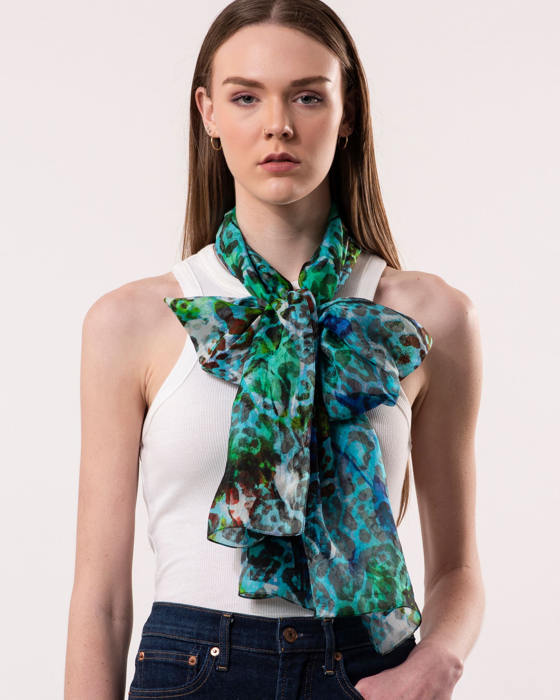 Gemma Abstract Animal Print Pure Silk Scarf